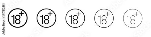 Eighteen plus icon flat illustration set logo