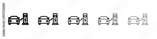 Electric Car Charging icon flat illustration set logo