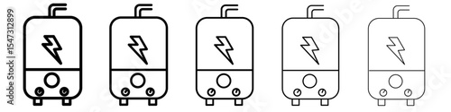 Electric heating boiler icon flat illustration set logo