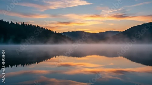 Wallpaper Mural Foggy Sunrise Over Lacu Rosu Lake Torontodigital.ca