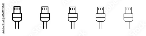 ethernet cable plug icon flat illustration set logo