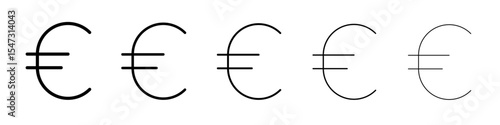 euro sign icon flat illustration set logo