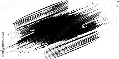 Glitch distorted grunge layer . Noise destroyed texture . Trendy defect error shapes . Overlay grunge texture . Distressed effect .Vector shapes with a halftone dots screen print texture.