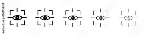 Eye scanner icon flat illustration set logo