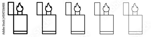 fire lighter icon flat illustration set logo