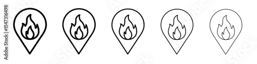 fire location icon flat illustration set logo