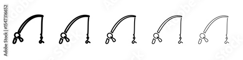 fishing rod icon flat illustration set logo