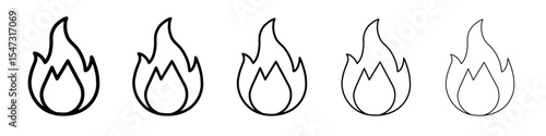 Flame fire icon flat illustration set logo