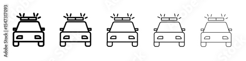 Flashing police car icon flat illustration set logo