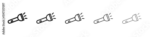 Flashlight icon flat illustration set logo