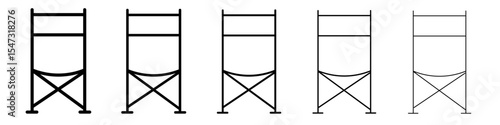 folding chair icon flat illustration set logo