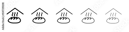 Fresh bakery pastry shop icon flat illustration set logo