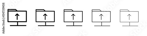 FTP navigate up icon flat illustration set logo