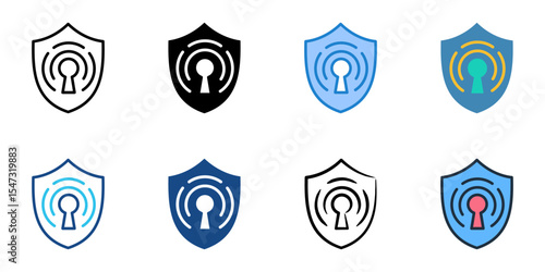 Cybersecurity icon set multiple style collection 
