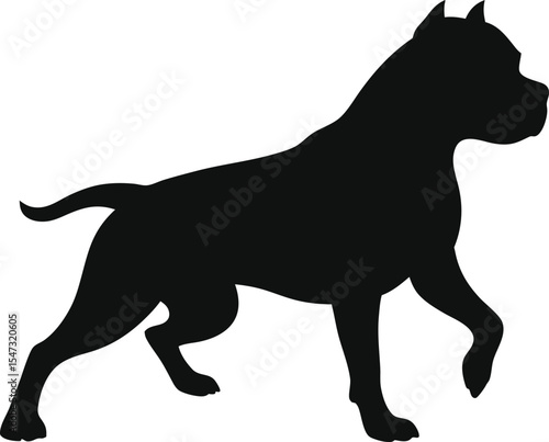 Running Boxer Silhouette: A Powerful Outline of the Muscular Canine in Full Stride, Ideal for Expressing Energetic Strength and Playful Spirit on a Pure White Background.