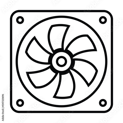 cooling fan line icon design. cooling fan thin black outline symbol vector illustration. editable stroke icon on transparent background.