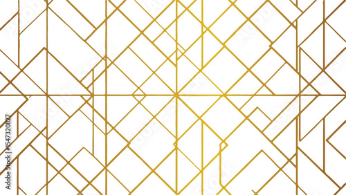 Abstract Gold Geometric Pattern Interlocking Lines White Background Art Deco Style Seamless Texture Design Element
