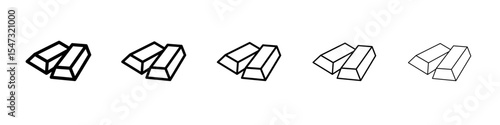 gold bars icon flat illustration set logo