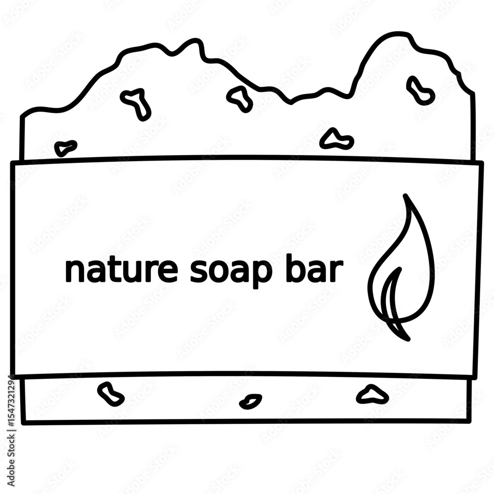 Fototapeta premium Hand drawn outline coloring Handmade nature soap Illustration