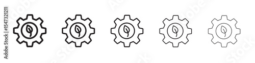Green technology icon flat illustration set logo