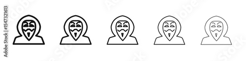 Hacker icon flat illustration set logo