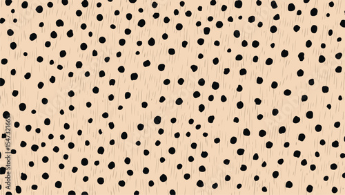 Beige Background with Irregularly Scattered Black Spots and Vertical Lines Abstract Texture Pattern Design