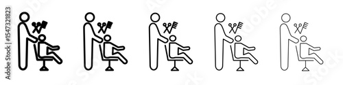Hairdresser service icon flat illustration set logo