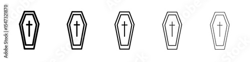 Halloween coffin icon flat illustration set logo