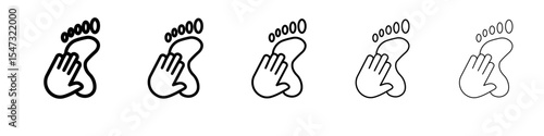 hand and foot icon flat illustration set logo