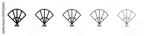 Hand fan icon flat illustration set logo