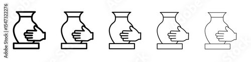 Handmade pottery icon flat illustration set logo