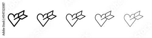 heart and arrow Amour icon flat illustration set logo