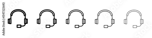 Helpdesk Headphone icon flat illustration set logo