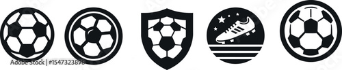 Soccer Ball Icons and Emblems - Football Sport Vector Set