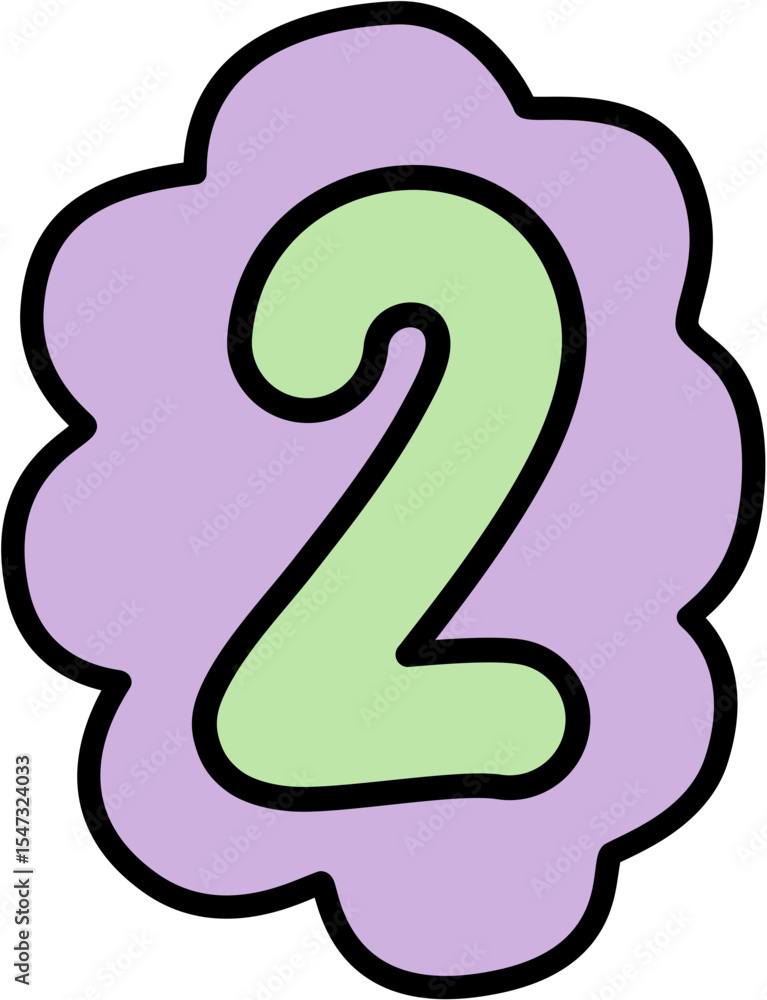 Fototapeta premium two number doodle font style typography text 