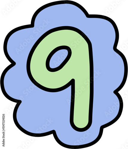 nine number doodle font style typography text 