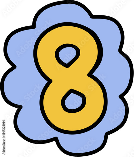 eight number doodle font style typography text 