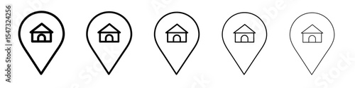 Home Address icon flat illustration set logo
