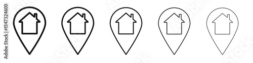 Home location icon flat illustration set logo