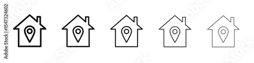 Home location icon flat illustration set logo