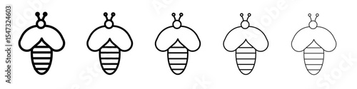 Honey bee icon flat illustration set logo
