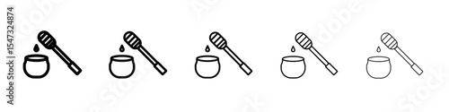 Honey jar with dipper icon flat illustration set logo
