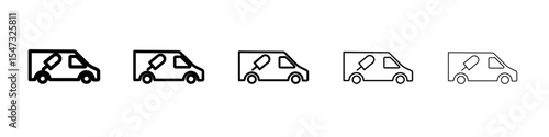 Ice cream van icon flat illustration set logo