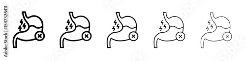 Indigestion icon flat illustration set logo