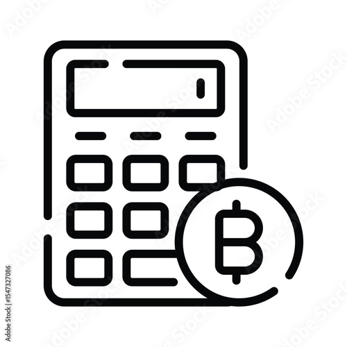 Trendy outline icon showing bitcoin calculation, easy to edit