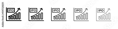 IPO Initial public offering icon flat illustration set logo