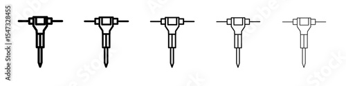 jack hammer icon flat illustration set logo