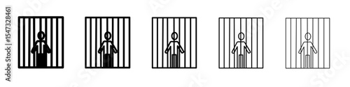 jail criminal prisioner icon flat illustration set logo