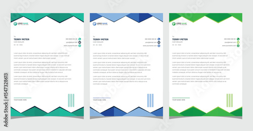 Clean and professional corporate company business letterhead template design with color variation bundle
