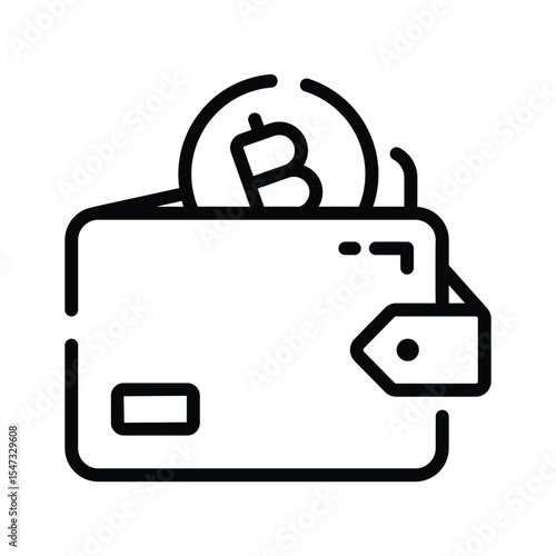 Trendy outline icon of secure bitcoin wallet